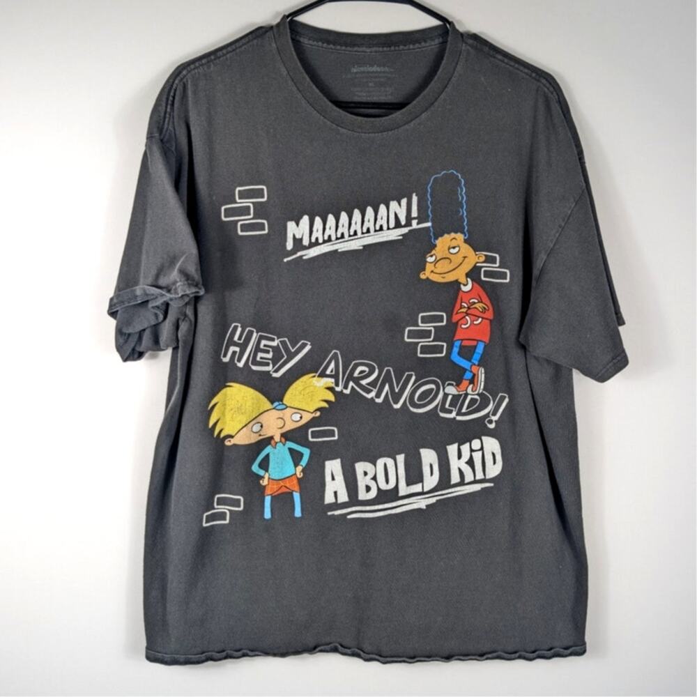 Hey Arnold XL Graphic T Shirt Mens Cartoon Nickelodeon TV Faded Gray Cotton Tee